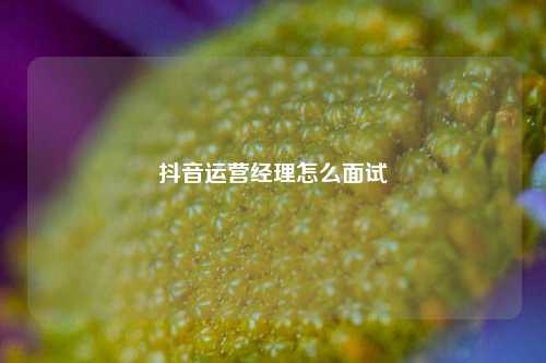 抖音运营经理怎么面试